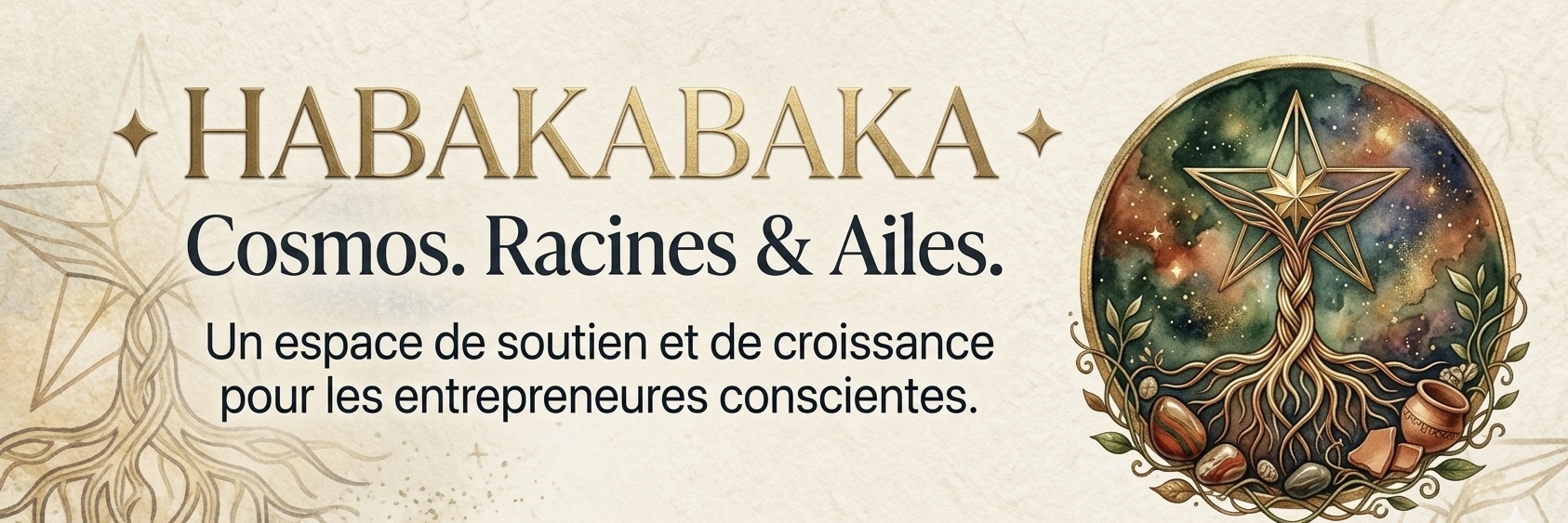Espace de soutien et de croissance pour les entrepreneurs conscientes. Cosmos, racines et ailes. Fondations.